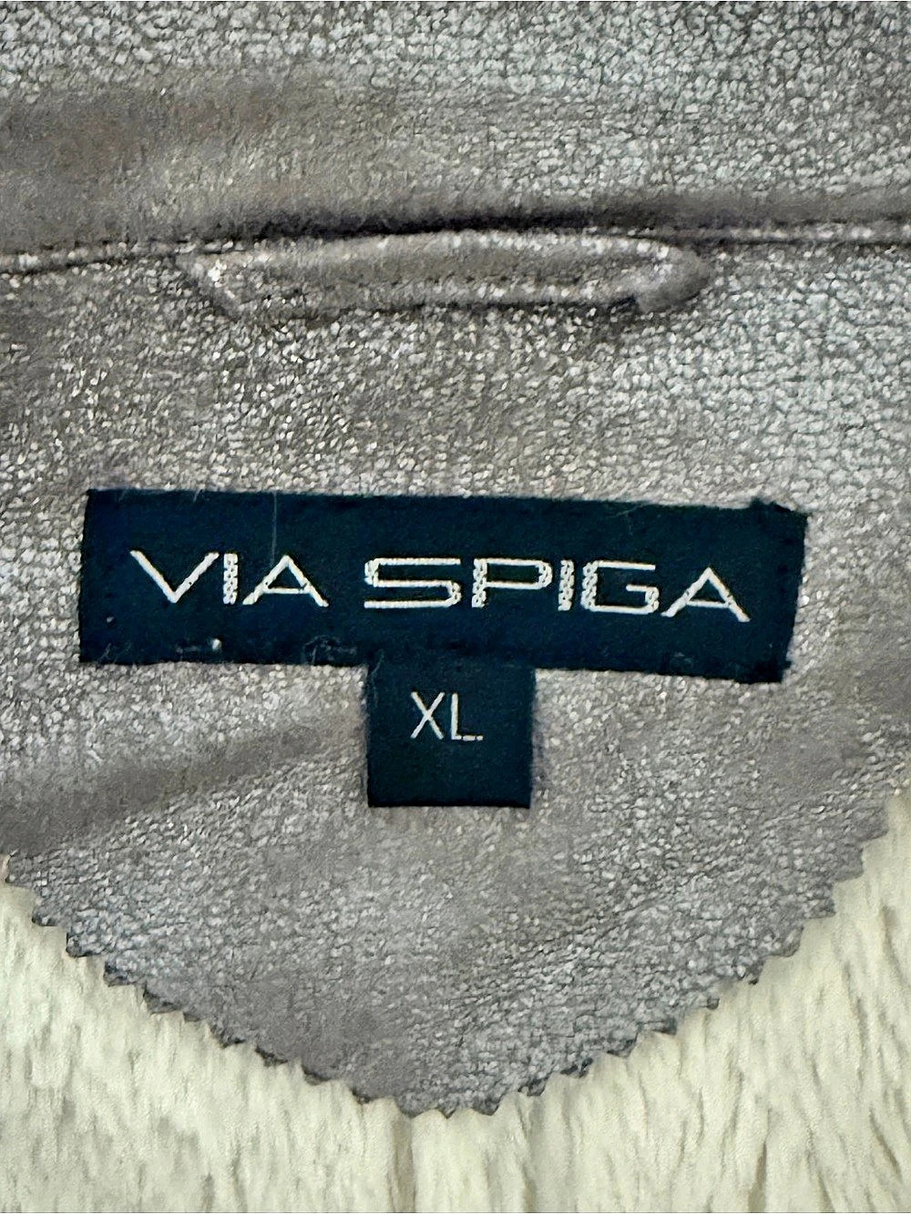 Via Spiga Faux Shearling Moto Jacket Gray XL Like New - Picture 14 of 15